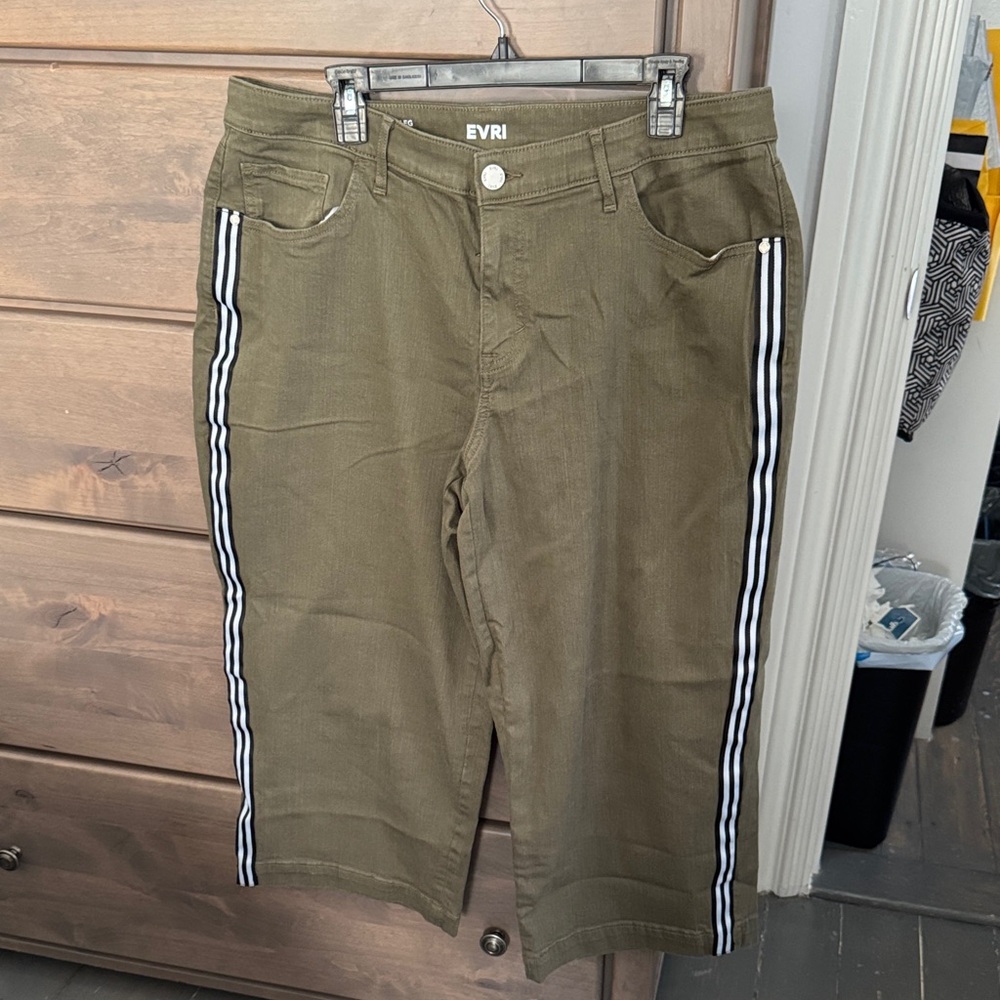 EVRI Khaki Pants with Striped Accents